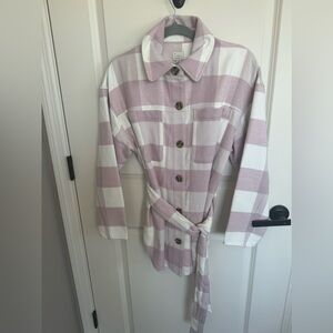 a new day Lavender and White Plaid Button-Up Shacket